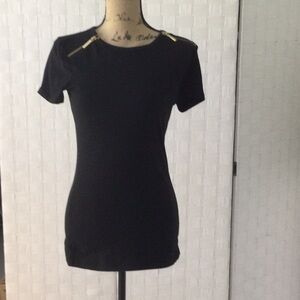 Michael Kors Women’s Black Top w/Gold Zippers Sz S #327